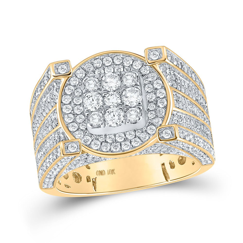 Men's Rings | 10kt Yellow Gold Mens Round Diamond Circle Ring 2-1/3 Cttw | Splendid Jewellery GND