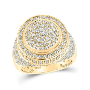 Men's Rings | 10kt Yellow Gold Mens Round Diamond Circle Ring 2-1/5 Cttw | Splendid Jewellery GND