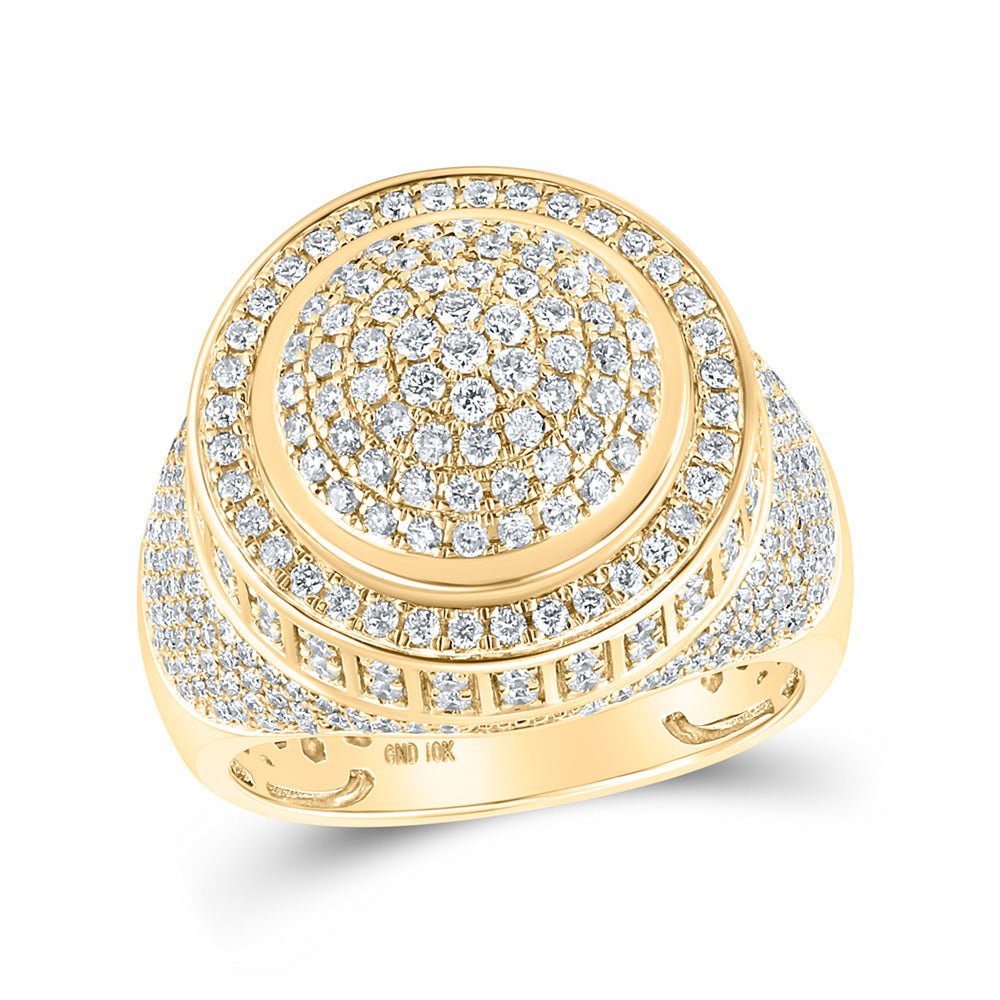 Men's Rings | 10kt Yellow Gold Mens Round Diamond Circle Ring 2-1/5 Cttw | Splendid Jewellery GND