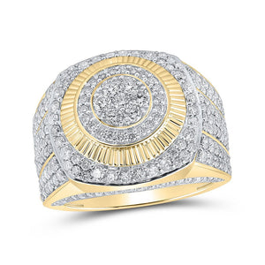 Men's Rings | 10kt Yellow Gold Mens Round Diamond Circle Ring 3 Cttw | Splendid Jewellery GND