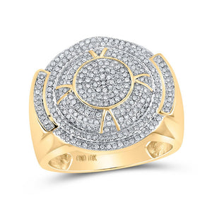 Men's Rings | 10kt Yellow Gold Mens Round Diamond Circle Ring 3/4 Cttw | Splendid Jewellery GND