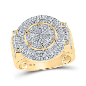 Men's Rings | 10kt Yellow Gold Mens Round Diamond Circle Ring 3/4 Cttw | Splendid Jewellery GND