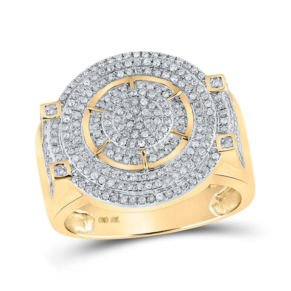 Men's Rings | 10kt Yellow Gold Mens Round Diamond Circle Ring 3/4 Cttw | Splendid Jewellery GND