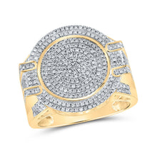 Load image into Gallery viewer, 10kt Yellow Gold Men&#39;s Round Diamond Circle Ring - Captivating Brilliance Top view from the 10Kt Yellow Gold Mens Round Diamond Circle Ring 7 8 Cttwpin210712 collection by Splendid Jewellery