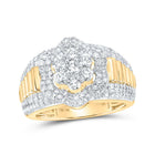Sparkling Sunburst Diamond Cluster Men's Gold Ring - 1-7/8 Cttw Top view from the 10Kt Yellow Gold Mens Round Diamond Cluster Band Ring 1 7 8 Cttwpin219385 collection by Splendid Jewellery