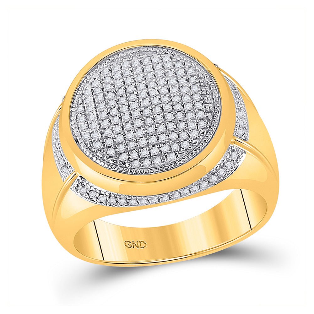 Men's Rings | 10kt Yellow Gold Mens Round Diamond Cluster Circle Ring 1/2 Cttw | Splendid Jewellery GND