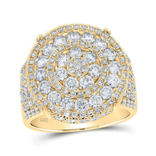 Load image into Gallery viewer, 10kt Yellow Gold Men&#39;s Round Diamond Cluster Circle Ring - Captivating Brilliance Top view from the 10Kt Yellow Gold Mens Round Diamond Cluster Circle Ring 4 Cttwpin232422 collection by Splendid Jewellery
