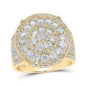 Men's Rings | 10kt Yellow Gold Mens Round Diamond Cluster Circle Ring 4 Cttw | Splendid Jewellery GND