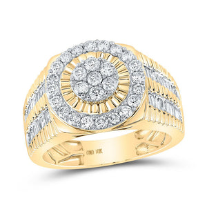 Men's Rings | 10kt Yellow Gold Mens Round Diamond Cluster Ring 1-3/4 Cttw | Splendid Jewellery GND