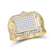 Load image into Gallery viewer, 10kt Yellow Gold Men&#39;s Round Diamond Cluster Ring - 1 Cttw | Exquisite Jewellery Top view from the 10Kt Yellow Gold Mens Round Diamond Cluster Ring 1 Cttwpin206908 collection by Splendid Jewellery