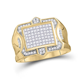 10kt Yellow Gold Men's Round Diamond Cluster Ring - 1 Cttw | Exquisite Jewellery Top view from the 10Kt Yellow Gold Mens Round Diamond Cluster Ring 1 Cttwpin206908 collection by Splendid Jewellery