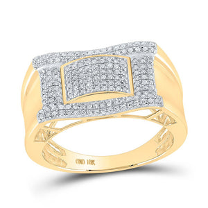 Men's Rings | 10kt Yellow Gold Mens Round Diamond Cluster Ring 1/2 Cttw | Splendid Jewellery GND