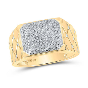 Men's Rings | 10kt Yellow Gold Mens Round Diamond Cluster Ring 1/2 Cttw | Splendid Jewellery GND