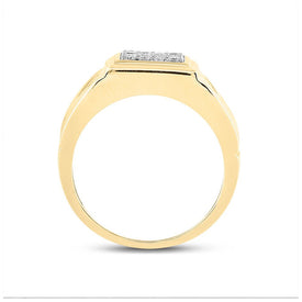 10kt Yellow Gold Men's Round Diamond Cluster Ring 1/3 Cttw | Splendid Brilliance Side view from the 10Kt Yellow Gold Mens Round Diamond Cluster Ring 1 3 Cttwpin220223 collection by Splendid Jewellery