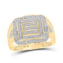 Load image into Gallery viewer, Sparkling Gold Cluster Diamond Men&#39;s Ring - 1/3 Ct.t.w. Top view from the 10Kt Yellow Gold Mens Round Diamond Cluster Ring 1 3 Cttwpin215206 collection by Splendid Jewellery