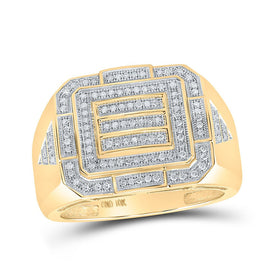 Sparkling Gold Cluster Diamond Men's Ring - 1/3 Ct.t.w. Top view from the 10Kt Yellow Gold Mens Round Diamond Cluster Ring 1 3 Cttwpin215206 collection by Splendid Jewellery