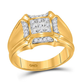 10kt Yellow Gold Mens Round Diamond Cluster Ring 1/4 Cttw | Luxurious Brilliance Top view from the 10Kt Yellow Gold Mens Round Diamond Cluster Ring 1 4 Cttwpin71404 collection by Splendid Jewellery