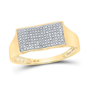 Men's Rings | 10kt Yellow Gold Mens Round Diamond Cluster Ring 1/4 Cttw | Splendid Jewellery GND