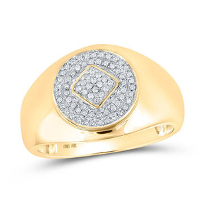 Men's Rings | 10kt Yellow Gold Mens Round Diamond Cluster Ring 1/5 Cttw | Splendid Jewellery GND