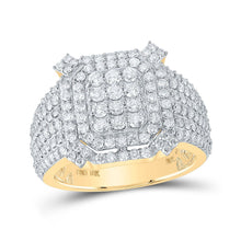 Load image into Gallery viewer, Splendid Jewellery 10kt Yellow Gold Men&#39;s Diamond Cluster Ring - 2-1/3 Cttw Top view from the 10Kt Yellow Gold Mens Round Diamond Cluster Ring 2 1 3 Cttwpin211257 collection by Splendid Jewellery