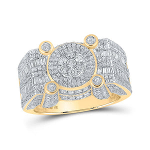 Men's Rings | 10kt Yellow Gold Mens Round Diamond Cluster Ring 2-1/5 Cttw | Splendid Jewellery GND