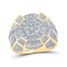 Load image into Gallery viewer, 10kt Yellow Gold Men&#39;s Round Diamond Cluster Ring - Stunning Brilliance! Top view from the 10Kt Yellow Gold Mens Round Diamond Cluster Ring 2 3 8 Cttwpin217501 collection by Splendid Jewellery