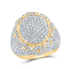 Load image into Gallery viewer, 10kt Yellow Gold Men&#39;s Round Diamond Cluster Ring - 2-7/8 Cttw | Splendid Jewellery Top view from the 10Kt Yellow Gold Mens Round Diamond Cluster Ring 2 7 8 Cttwpin286996 collection by Splendid Jewellery