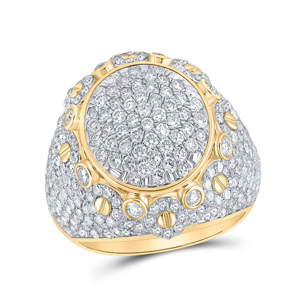 Men's Rings | 10kt Yellow Gold Mens Round Diamond Cluster Ring 2-7/8 Cttw | Splendid Jewellery GND