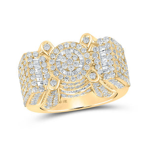 Men's Rings | 10kt Yellow Gold Mens Round Diamond Cluster Ring 4-1/3 Cttw | Splendid Jewellery GND