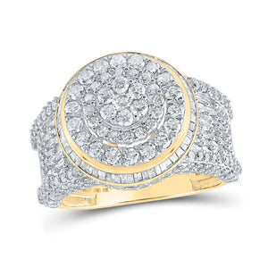 Men's Rings | 10kt Yellow Gold Mens Round Diamond Cluster Ring 4 Cttw | Splendid Jewellery GND