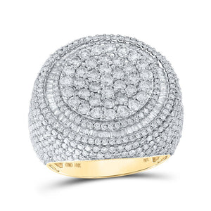 Men's Rings | 10kt Yellow Gold Mens Round Diamond Cluster Ring 5-1/3 Cttw | Splendid Jewellery GND