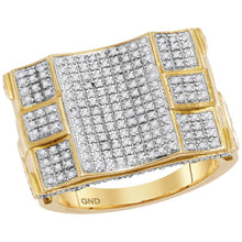 Load image into Gallery viewer, Luxury 10kt Yellow Gold Mens Diamond Cluster Ring - A Statement of Elegance and Style Top view from the 10Kt Yellow Gold Mens Round Diamond Concave Cluster Ring 3 4 Cttwpin35756 collection by Splendid Jewellery