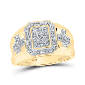 10kt Yellow Gold Men's Diamond Cross Cluster Ring - 1/3 Cttw Top view from the 10Kt Yellow Gold Mens Round Diamond Cross Cluster Ring 1 3 Cttwpin215201 collection by Splendid Jewellery