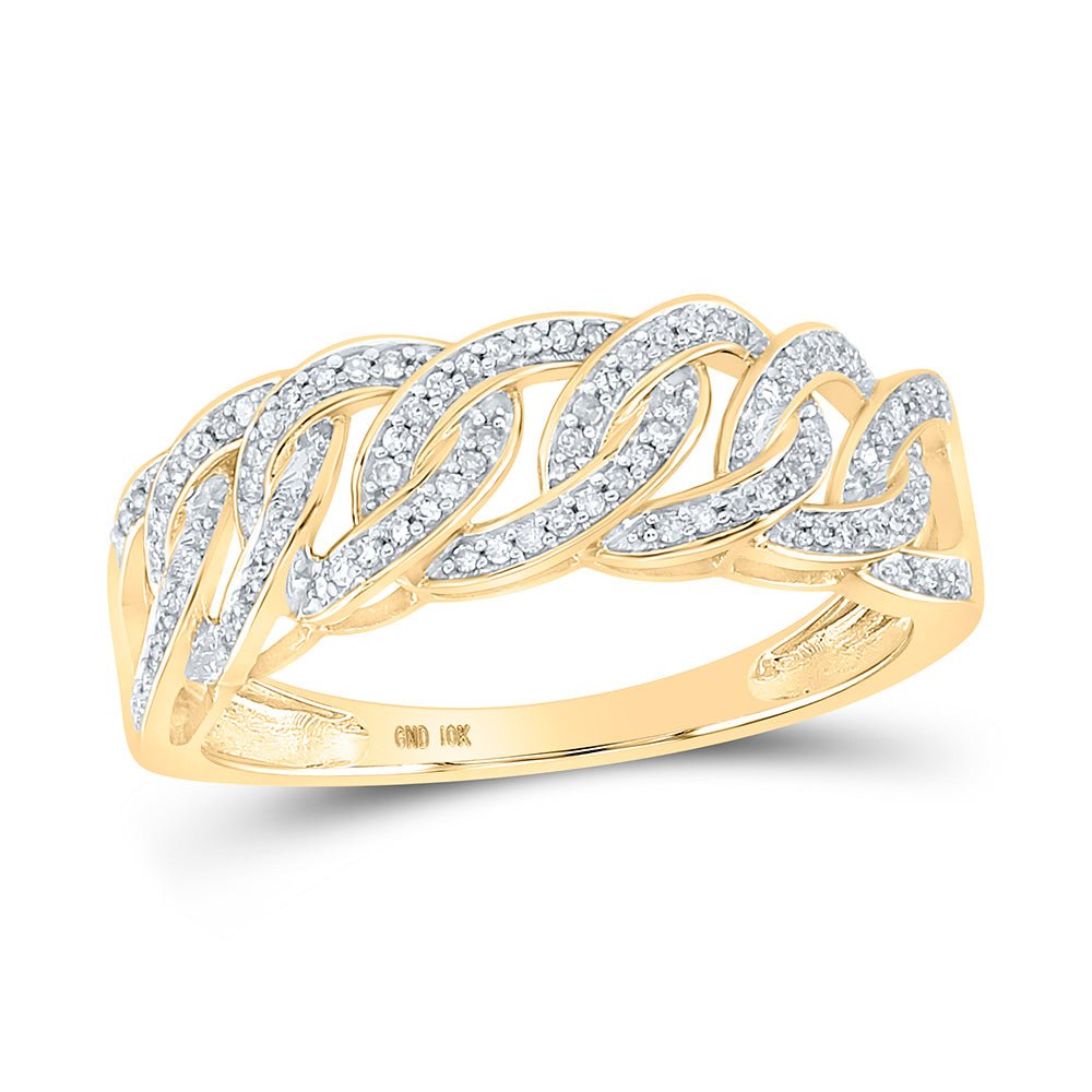 Men's Rings | 10kt Yellow Gold Mens Round Diamond Cuban Link Ring 1/4 Cttw | Splendid Jewellery GND