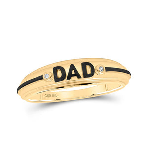 Men's Rings | 10kt Yellow Gold Mens Round Diamond DAD Band Ring .01 Cttw | Splendid Jewellery GND