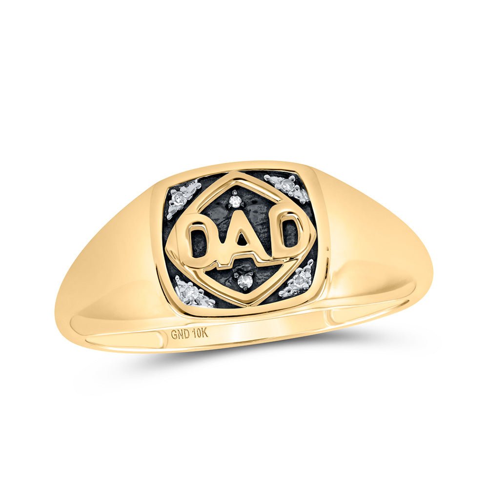 Men's Rings | 10kt Yellow Gold Mens Round Diamond DAD Band Ring .02 Cttw | Splendid Jewellery GND