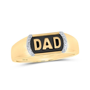 Men's Rings | 10kt Yellow Gold Mens Round Diamond DAD Band Ring .02 Cttw | Splendid Jewellery GND