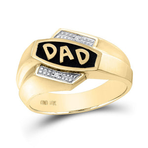 Men's Rings | 10kt Yellow Gold Mens Round Diamond Dad Father Ring .01 Cttw | Splendid Jewellery GND