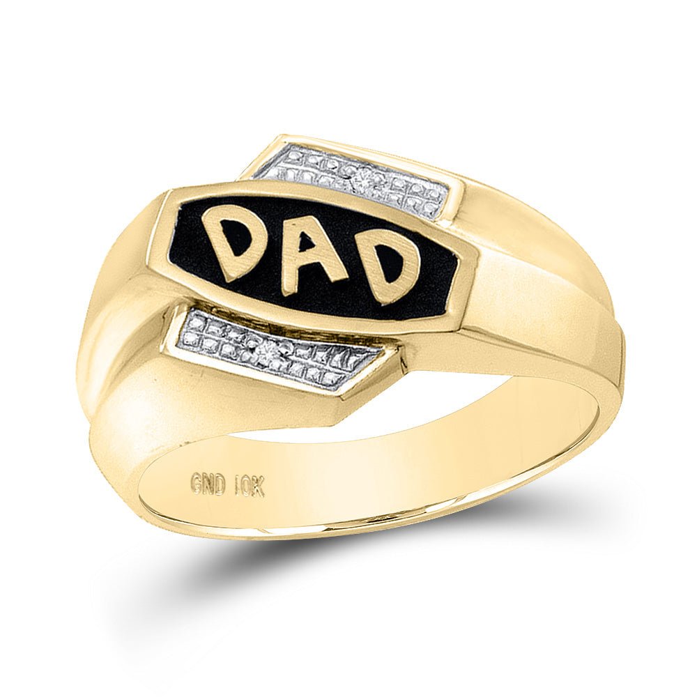 Men's Rings | 10kt Yellow Gold Mens Round Diamond Dad Father Ring .01 Cttw | Splendid Jewellery GND