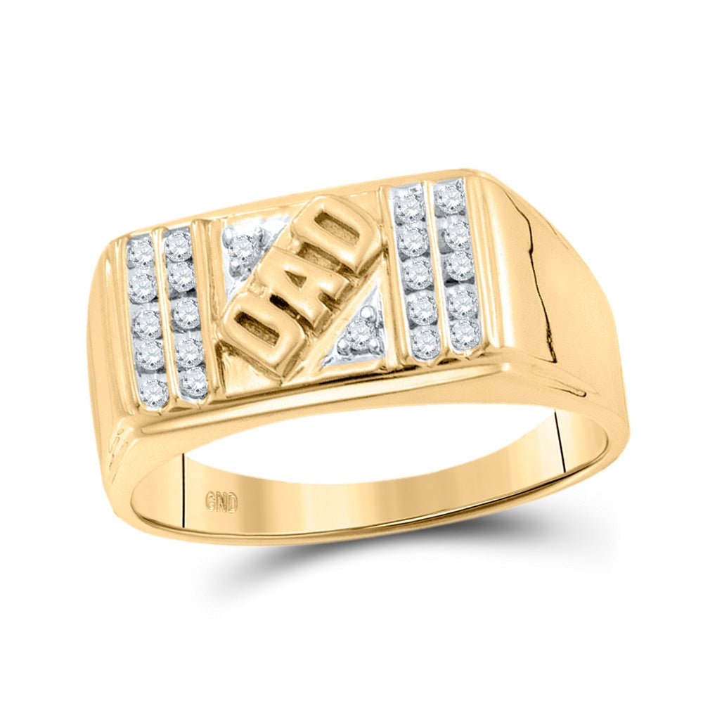 Men's Rings | 10kt Yellow Gold Mens Round Diamond Dad Father Ring 1/8 Cttw | Splendid Jewellery GND