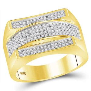 Men's Rings | 10kt Yellow Gold Mens Round Diamond Dome Cluster Ring 1/3 Cttw | Splendid Jewellery GND