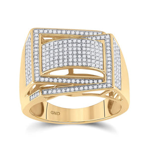 Men's Rings | 10kt Yellow Gold Mens Round Diamond Domed Fashion Ring 3/4 Cttw | Splendid Jewellery GND