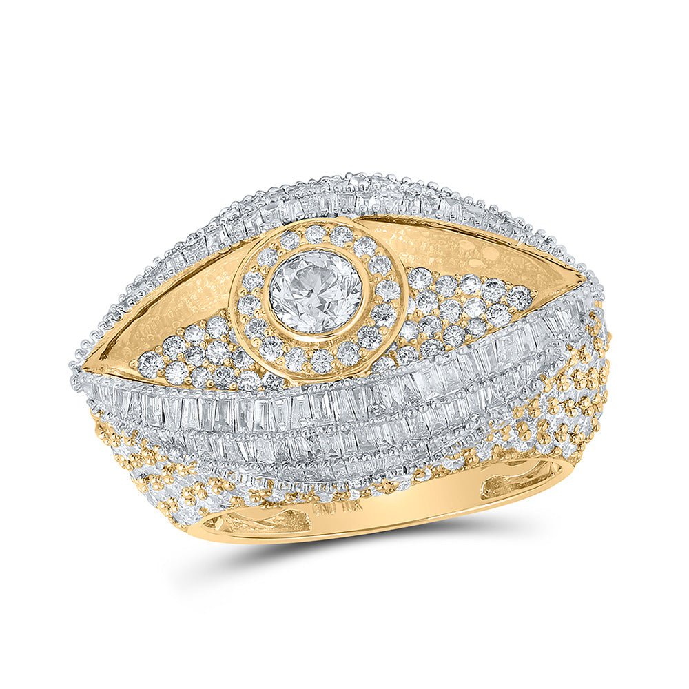 Men's Rings | 10kt Yellow Gold Mens Round Diamond Eye Pinky Band Ring 6-1/3 Cttw | Splendid Jewellery GND