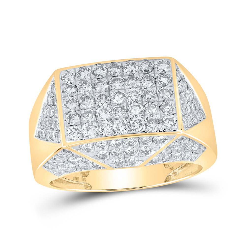 Men's Rings | 10kt Yellow Gold Mens Round Diamond Faceted Band Ring 2-3/4 Cttw | Splendid Jewellery GND