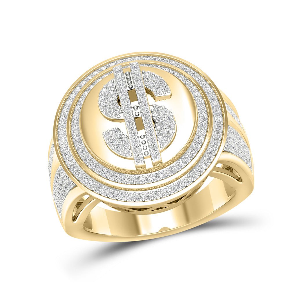 Men's Rings | 10kt Yellow Gold Mens Round Diamond Fashion Ring 3/4 Cttw | Splendid Jewellery GND