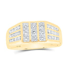 10kt Yellow Gold Mens Round Diamond Flat-top Band Ring 1 Cttw | Luxurious Elegance Men's Ring product  Top View from Splendid Jewellery