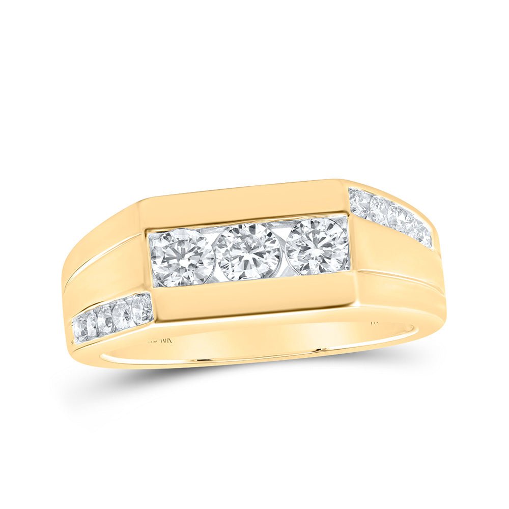 Men's Rings | 10kt Yellow Gold Mens Round Diamond Flat Top Band Ring 1 Cttw | Splendid Jewellery GND