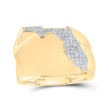 Load image into Gallery viewer, Florida State Diamond Accent Men&#39;s Band Ring in 10kt Yellow Gold - 1/4 Cttw product  Top View from Splendid Jewellery