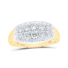 Load image into Gallery viewer, 10kt Yellow Gold Men's Diamond Fluted Band Ring - Brilliant Elegance product  Top View from Splendid Jewellery