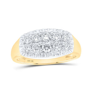 Men's Rings | 10kt Yellow Gold Mens Round Diamond Fluted Band Ring 1 Cttw | Splendid Jewellery GND